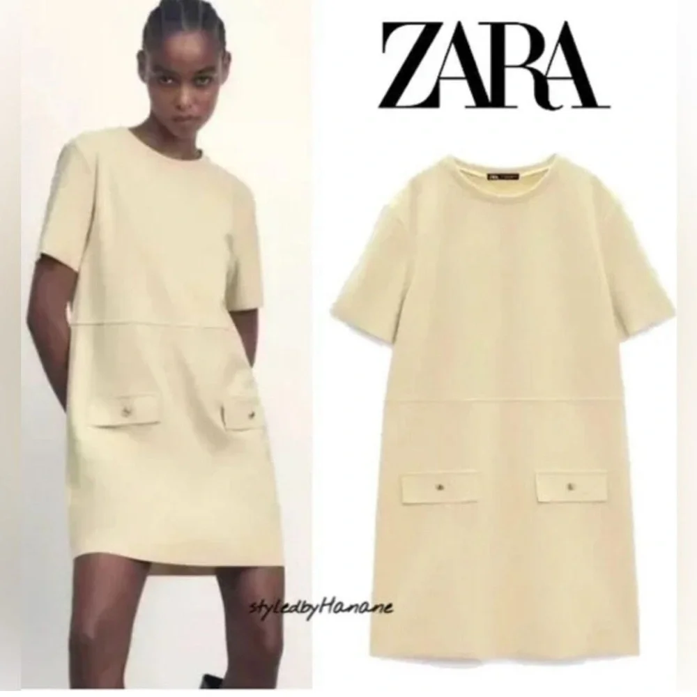 Zara beige faux suede mini dress size M - Picture 1 of 9